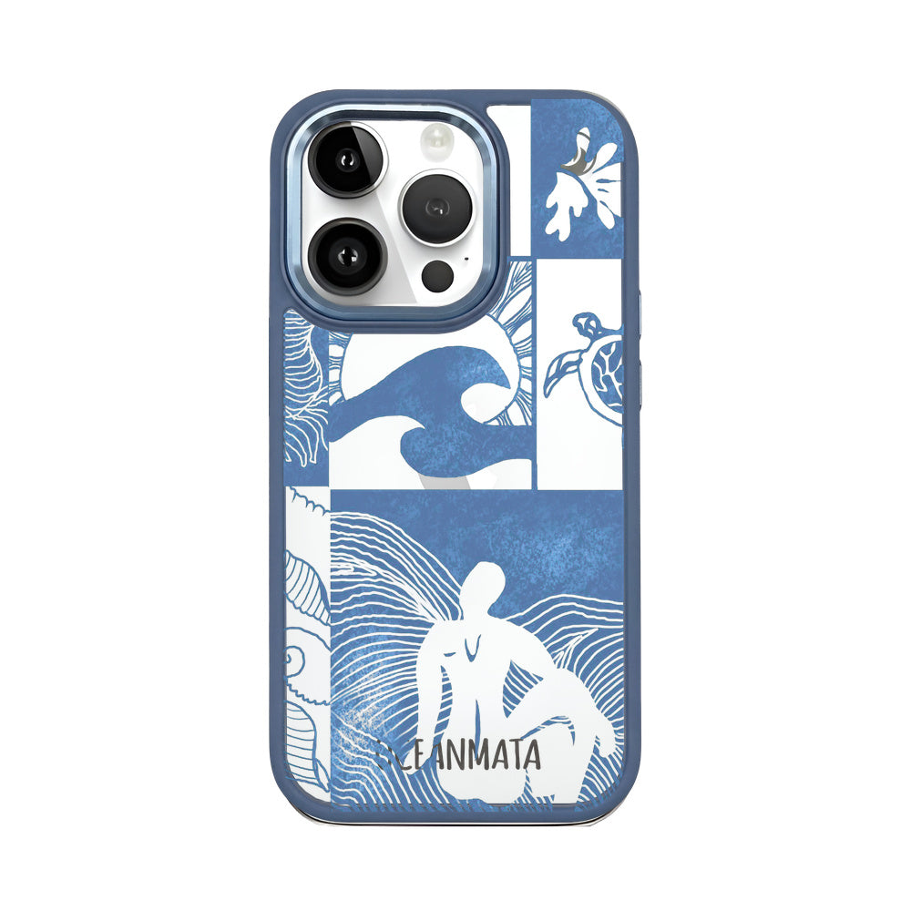 iPhone 14 pro max hoesje - Line Art Ocean - "Waves of Balance" - duurzaam