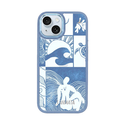 iPhone 15 hoesje - Line Art Ocean - "Waves of Balance" - duurzaam