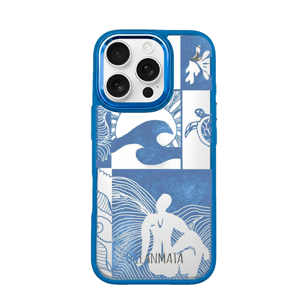 iPhone 16 pro max hoesje - Line Art Ocean - "Waves of Balance" - duurzaam
