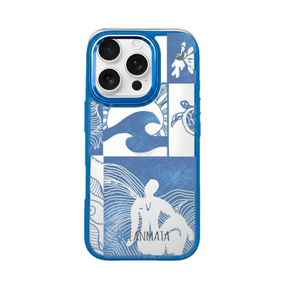 iPhone 16 pro max hoesje - Line Art Ocean - "Waves of Balance" - duurzaam