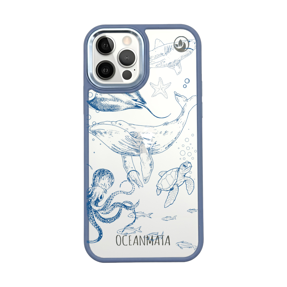 iPhone 12 pro hoesje - walvisblauw - "WhaleLife" - duurzaam 