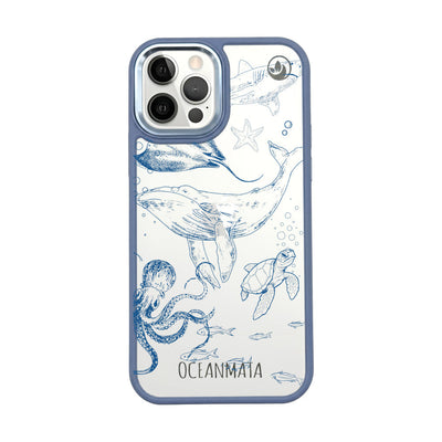iPhone 12 pro max hoesje - walvisblauw - "WhaleLife" - duurzaam
