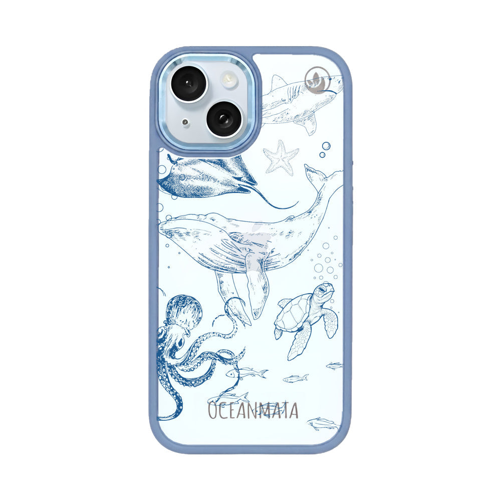 iPhone 15 hoesje - Walvisblauw - "WhaleLife" - Duurzaam 