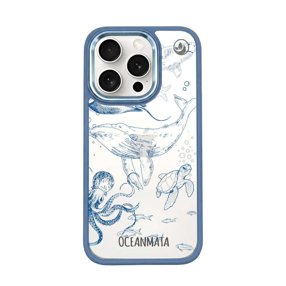 iPhone 15 pro hoesje - walvisblauw - "WhaleLife" - duurzaam 