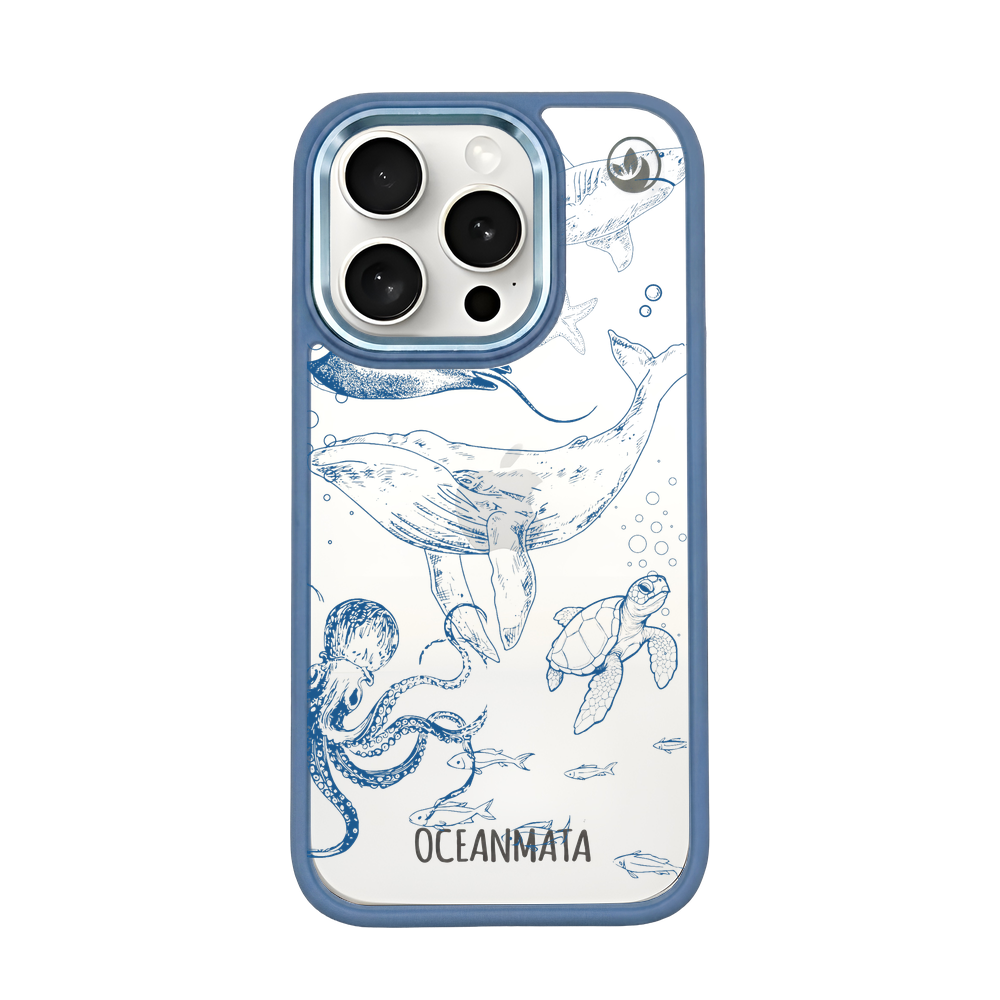 iPhone 15 pro hoesje - walvisblauw - "WhaleLife" - duurzaam 