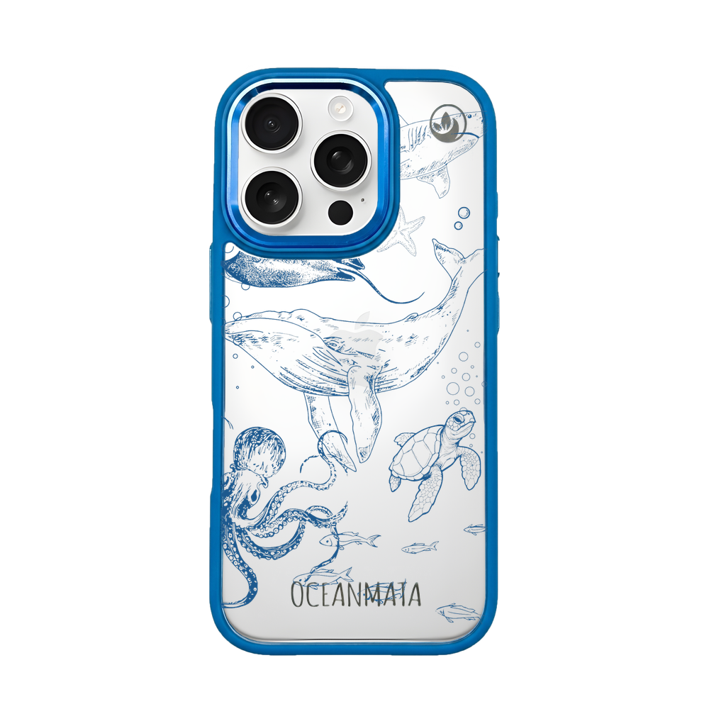 iPhone 16 pro hoesje - walvisblauw - "WhaleLife" - duurzaam 