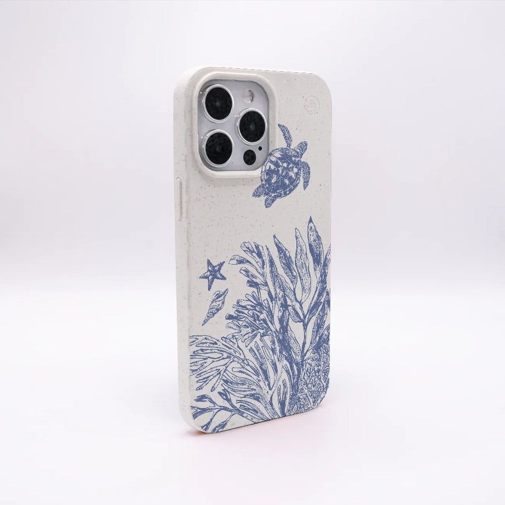 Biologisch abbaubare Handyhülle iPhone 16 Whitesilentwaves — kompostierbar — Rückseite
