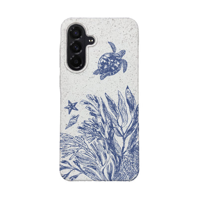 Samsung A56 Hülle - Schildkröten weiß - "White Silent Waves" - nachhaltig