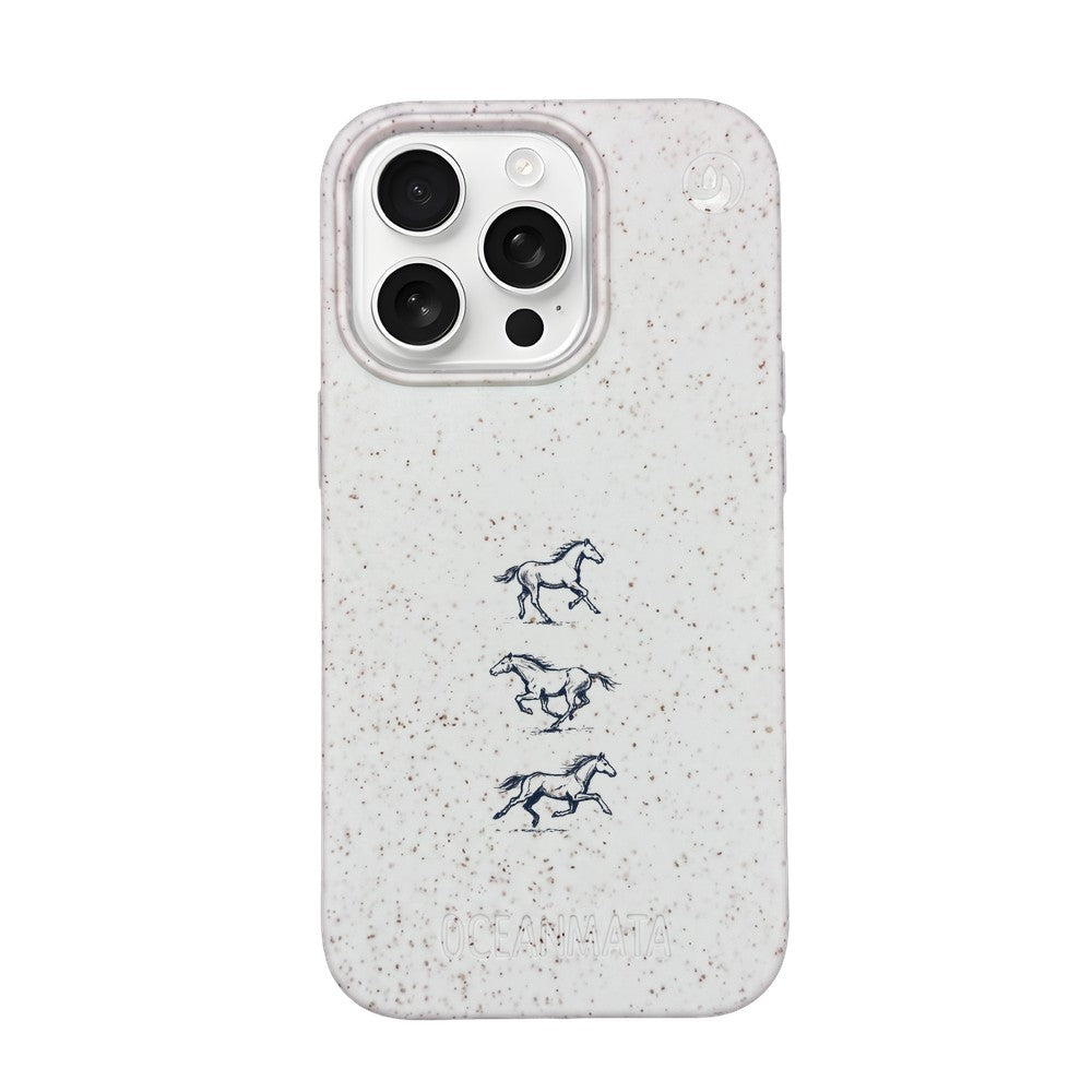 iPhone 16 pro max Hülle - Pferd weiß - "wild" - nachhaltig