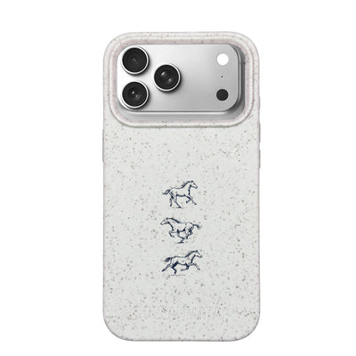 iPhone 18 Pro / 17 Pro Hülle - Pferd weiß - "wild" - nachhaltig