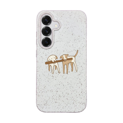Samsung S25 Hülle - Hunde weiß - "Wuff" - nachhaltig